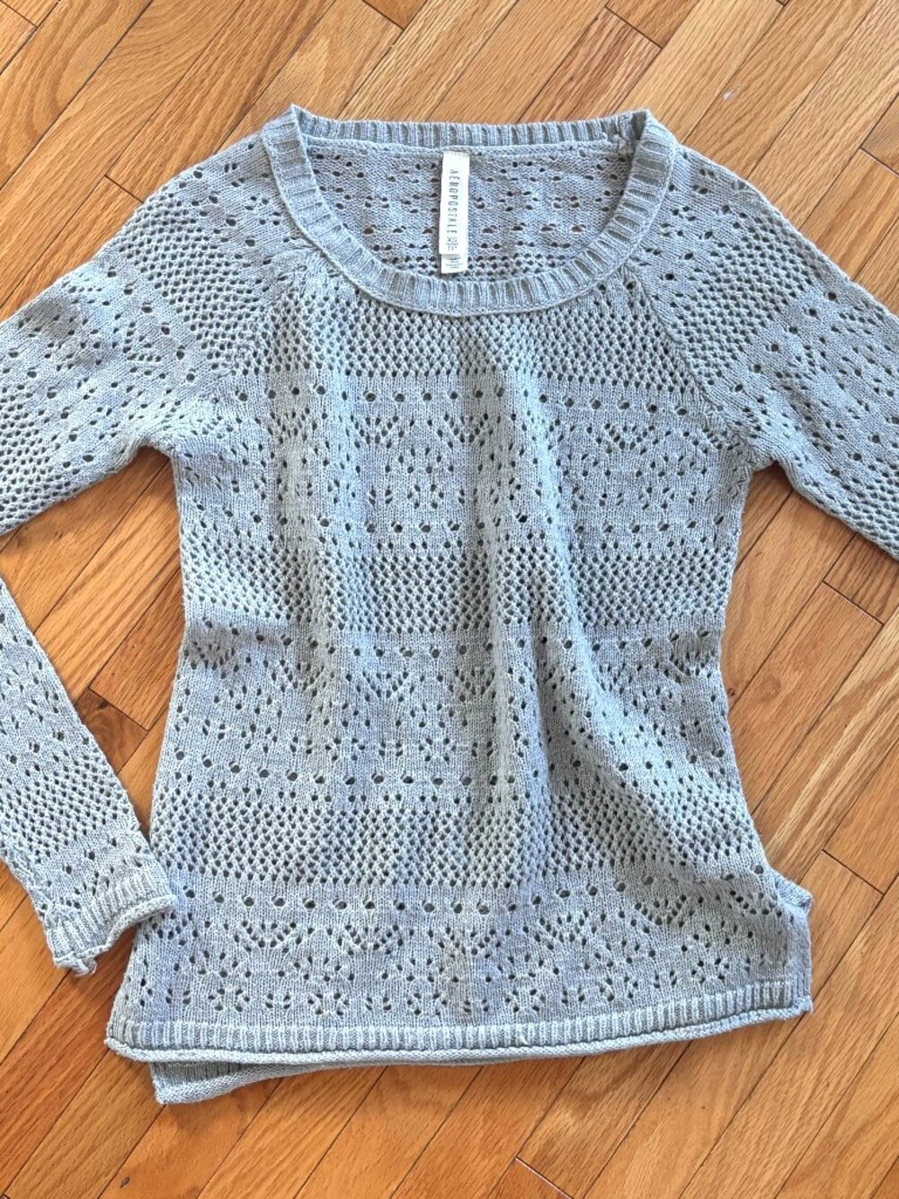 Aeropostale lace knit grey sweater xs